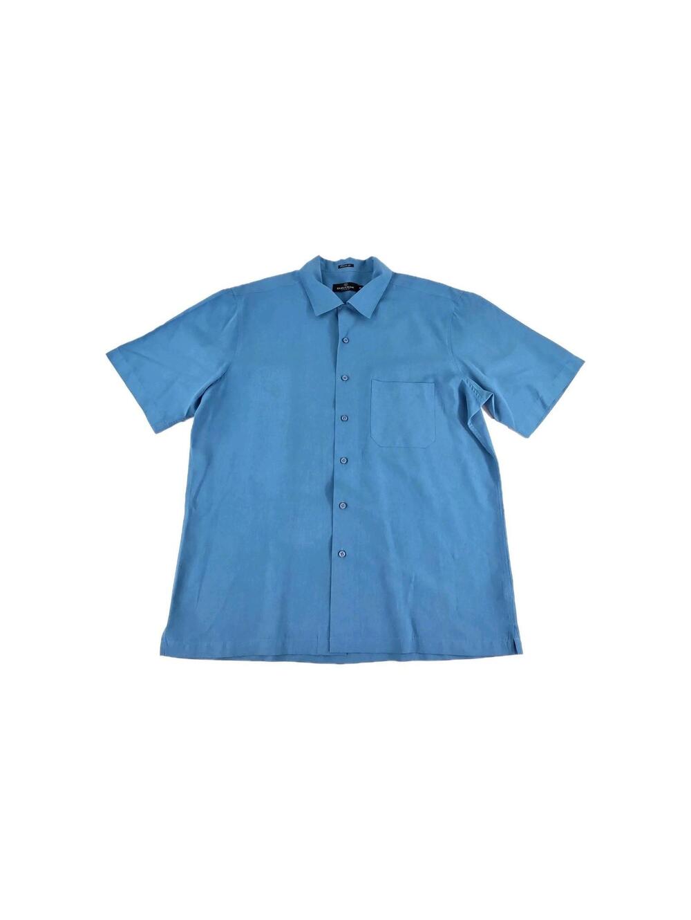 BUGATCHI Short Sleeved Blue Shirt Size XL Mens Short Sleeve Rayon Shirts